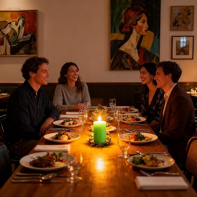 6 Packs Unscented 2.75x4 Inch Light Green Colored Pillar Candles, Non-Toxic Dripless Cylinder Wax Candles for Home Table Holiday Party Spa Decor Emergency Power Outage