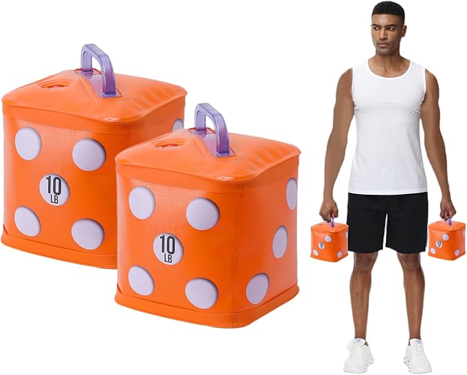 Travel Dumbbells, Water Filled Dumbbells Set, Fitness Exercise Dice 15/20 lbs, Portable Fitness Equipment, Fun for Strength Training, Core Training