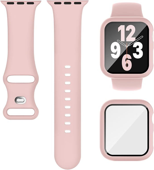 Compatible for Apple Watch Series 11 10 Band 46mm and Case with Screen Protector, Soft Silicone Sport Strap Bands and Protective Cover with Tempered Glass for iWatch Series 11 10