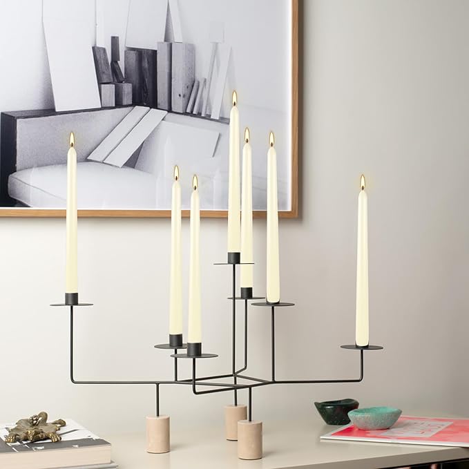 36 Pack Ivory White Taper Candles, 7-8 Hours Burn Time, Unscented, Smokeless and Dripless, 0.8 x 10 Inch Dinner Candle Set for Household, Wedding, Party and Home Décor Candlesticks