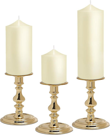 Pillar Candles 3 x 4, 6, and 8 inches, Large Handmade Candles Set of 3, Ivory Decorative Candles for Wedding, Home Decoration, Dinner, Church