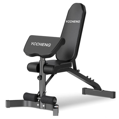 YCCHENG Adjustable Weight Bench with Barbell Rack Set for Home Gym