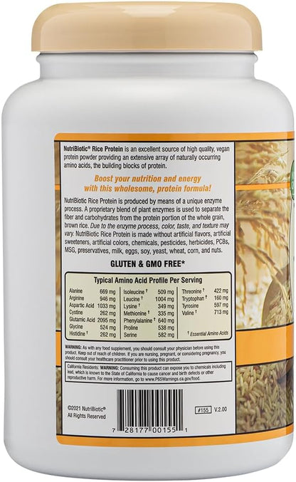 NutriBiotic ??Vanilla Rice Protein, 1 Lb 5 Oz (600g) | Low Carb, Keto-Friendly, Vegan, Raw Protein Powder | Grown & Processed Without Chemicals, GMOs or Gluten | Easy to Digest & Nutrient-Rich