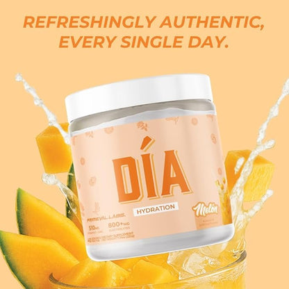 Primeval Labs Dia Hydration Electrolyte Powder | Vitamin C + Zinc, Taurine & Electrolytes | Low Sugar Daily Hydration Drink | 40 Serving Tubs | Melon