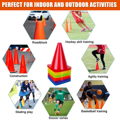 7 Inch Soccer Cones, 24 Pack Cones Sports Training Agility Field Marker Plastic Cones for Skating