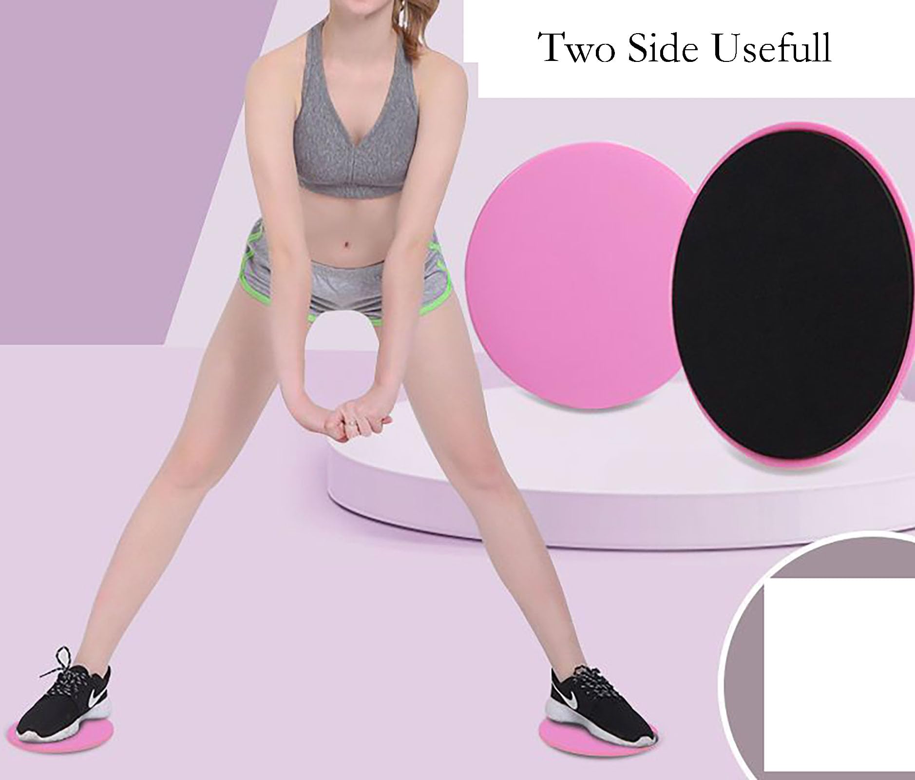 Exercise Core Sliders, 2 Pcs Pink 6.7 Inch Workout Slider for Yoga, Push-up and Sports (Pink)