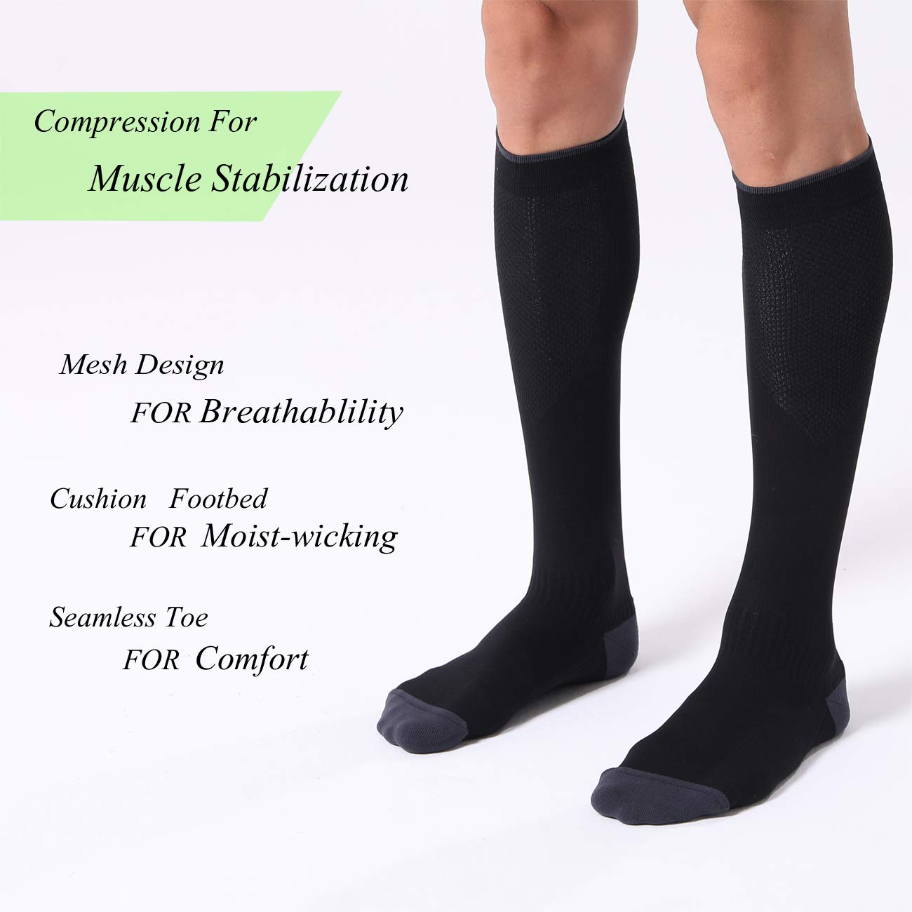 FITRELL 3 Pairs Compression Socks for Women and Men 20-30mmHg- Circulation and Muscle Support Socks