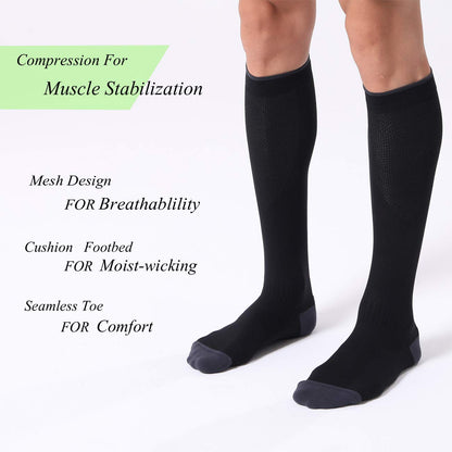 FITRELL 3 Pairs Compression Socks for Women and Men 20-30mmHg- Circulation and Muscle Support Socks