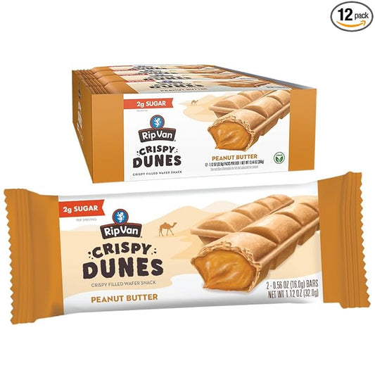 Crispy Dunes Peanut Butter Wafer Sticks ??Low-Calorie Snack with Peanut Butter Cream Filling, 90