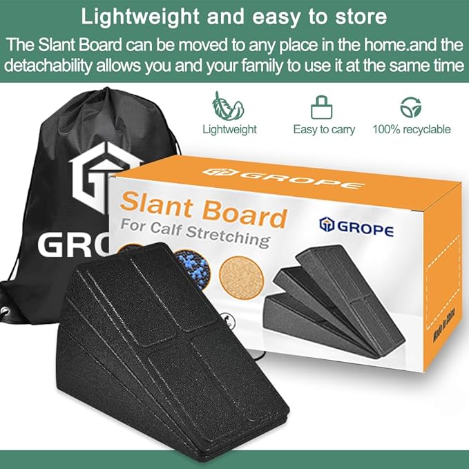 Slant Board Squat Wedge for Calf Stretchingï¼? Pcs 12" x 6.3" Foot Stretcher Balance Board for Plantar Fasciitis, Adjustable Foam Slant Board Wedge Great for Exercises