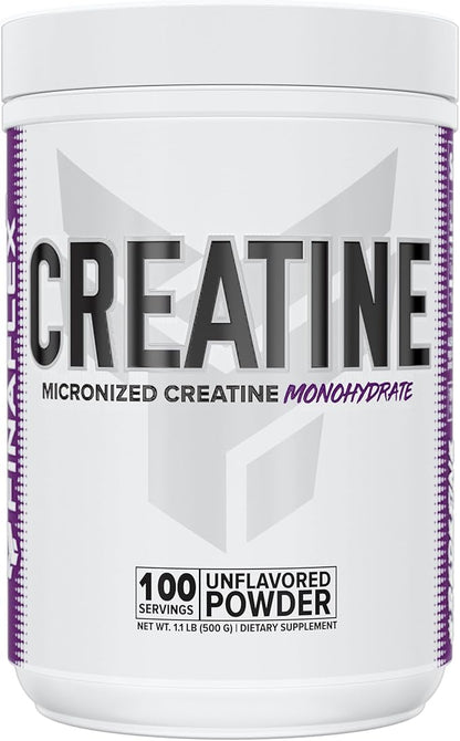 FINAFLEX Pure CREATINE, Unflavored - 500G - Promotes Muscular Strength, Size & Performance - 100% Pure, Micronized Creatine Monohydrate - NSF Certified - 100 Servings