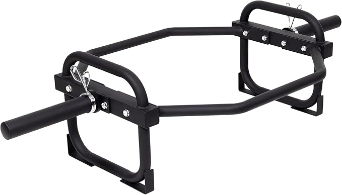 Olympic 2-Inch Hex Weight Lifting Trap Bar for Strength Training, 500-Pound Capacity, Safety Clips, Home Gym for Shoulder Presses, Shrugs, Back Rows