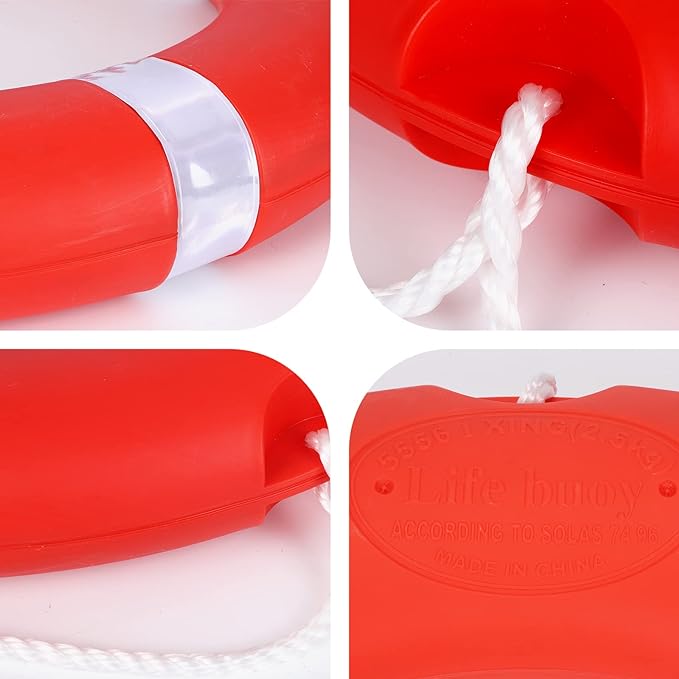 28/23 Inch Boat Safety Throw Ring Set, 98.4FT Floating Lifesaving Rope, 2.5/1.5 KG International Standard, Outdoor Professional Throwing Ring Rope Rescue Lifeguard Lifesaving