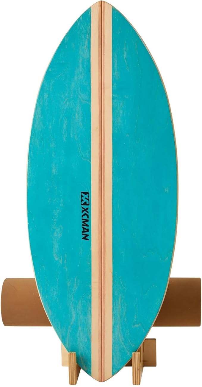 XCMAN Surf Balance Board Trainer with Roller Wooden Exercise Balancing Stability Trainer - Non Slip Surface for Adults Kids|Balance Board for Surfing,Snowboarding,Skateboarding,Hockey,Yoga Training