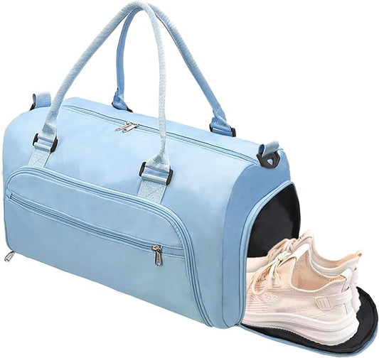 woogwin Small Gym Bag for Men & Women with Shoes & Wet Compartment Waterproof Duffle Bag for Travel