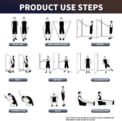 WHATAFIT Resistance Bands, Exercise Bands，Resistance Bands for Working Out, Work Out Bands with Handles for Men and Women Fitness, Strength Training Home Gym Equipment