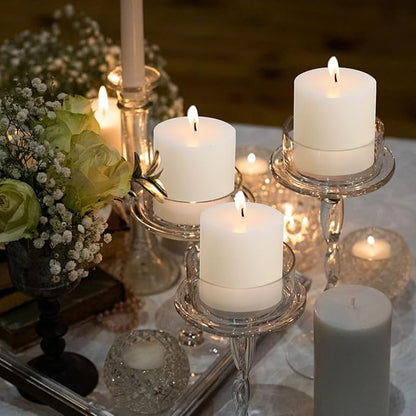 3×3 White Pillar Candles Set of 3 Unscented Handpoured Weddings, Home Decoration, Restaurants, Spa, Church Smokeless Cotton Wick 90 Hour