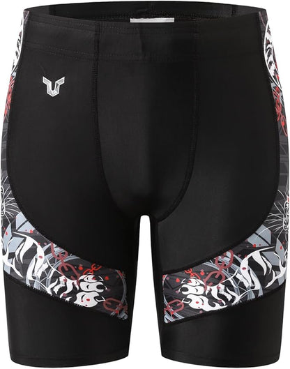 HUGE SPORTS Men's Rash Guard Swim Shorts Compression Swimming Jammer Cool Dry Active Swimsuit Workout Shorts Sports Tights