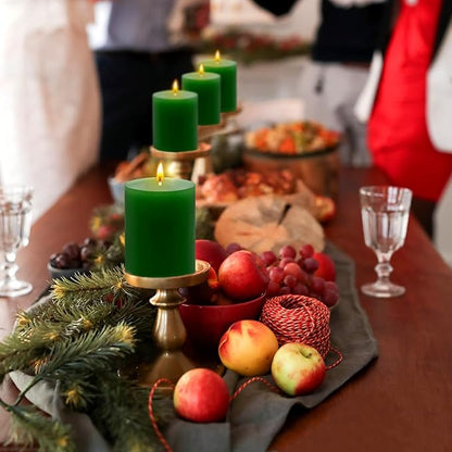 3 Packs 2.8x6 Inch Green Pillar Candles, Unscented Dripless Non-Toxic Smokeless Clean Long Lasting Burning Cylinder Candles for St. Patrick's Day Home Dinner Table Power Outage Emergency