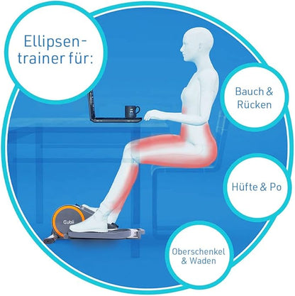 Cubii GO - Under Desk Elliptical Bike Pedal Exerciser, with LCD Fitness Tracker Screen, Adjustable Resistance, Work from Home Fitness, Built-in Wheels and Portable Expanding Handle