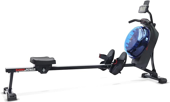 Sunny Health & Fitness Elite Water Rowing Machine with High Dynamic Resistance Vertical Tank, Low-Impact Full-Body Workout and Optional Free SunnyFit App Connectivity