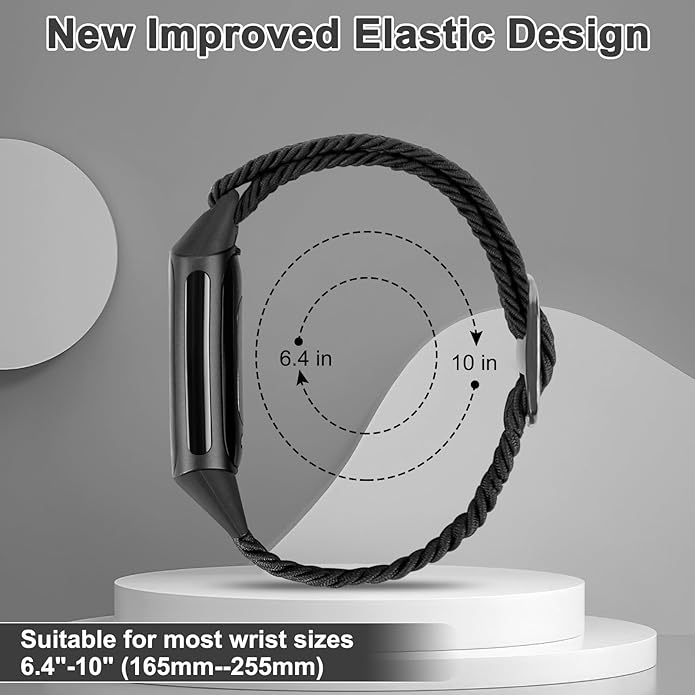 Braided Band Compatible with Fitbit Charge 6/Fitbit Charge 5, Soft Nylon Solo Loop Adjustable Replacement Wristband for Women Men