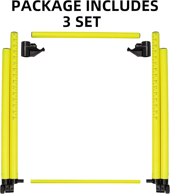 3 Pack Adjustable Height Hurdles Training Equipment, Agility Speed Jumping Training Equipment for Basketball Soccer Football Dogs, Indoor & Outdoor, Detachable Hurdles Track and Field(Green)