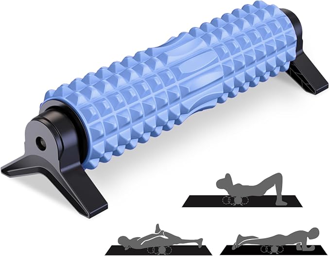 Trigger Point Foam Roller with Stand, 18 Inch Medium Density Foam Roller Long Yoga Roller Foam Exercise Roller for Physical Therapy, Muscles Deep Tissue, Pilates, Back Pain and Muscle Recovery (Blue)