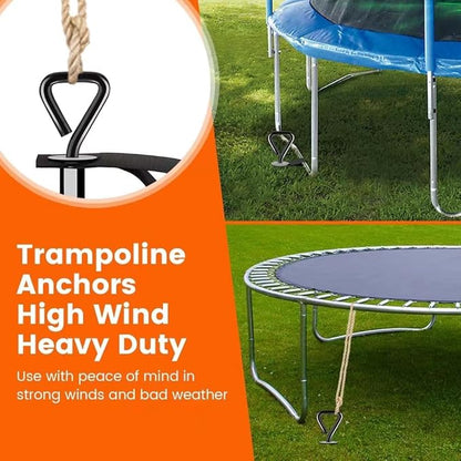 Trampoline Stakes Ground Anchors Screw in Tent Stakes Heavy Duty for High Winds, Trampoline Anchors with Straps, Canopies, Carports, Sheds, Swing Sets,Mobile Home 14in Ground Anchors