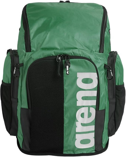 ARENA Spiky III Backpack 45 Swimming Athlete Sports Gym Rucksack Large Training Gear Equipment Swim Bag for Men and Women, 45 Liters, Green