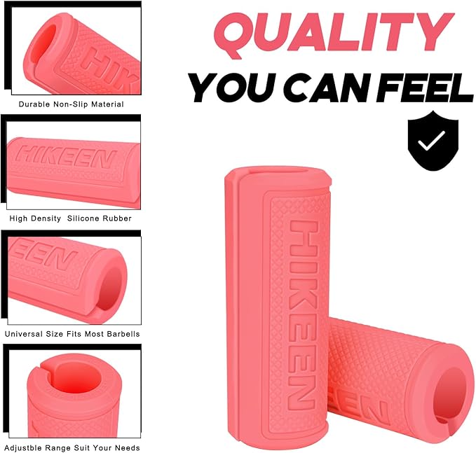 Hikeen Thick Bar Dumbbell Grips,Non Slip Hard Rubber Barbell Grips,Grips for Weight Lifting, Muscle Building-1.77", 2", 2.25" & 2.75" Outer Diameter