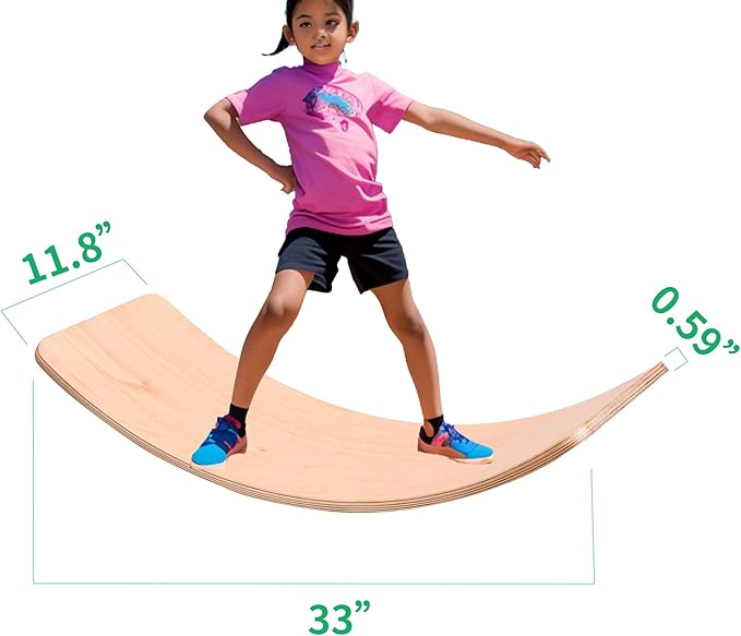 Ultimate Balance Board Kids - Natural Wood Wobble Board for Kids, Montessori Waldorf Toy, Ideal Gift for Ages 3-8; Perfect for Balance Boards for Adults, Physical Therapy & Indo Board Exercises
