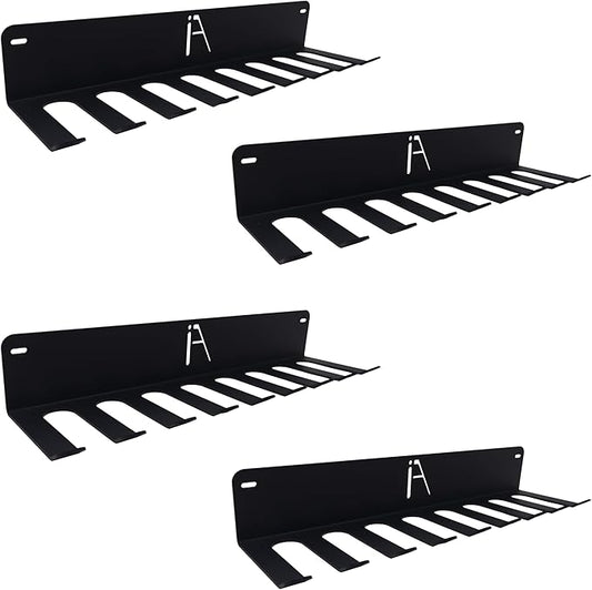 IRON AMERICAN USA Omega Gym Storage Rack 9 OR 11 Hook Heavy-Duty Gym Wall Organizer Gym Caddy Hanger, Gym Accessory Storage - Resistance Bands, Jump Ropes (OMEGA GYM RACK (4-PACK)), BLACK