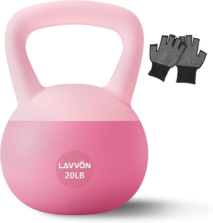 Soft Kettlebell - Cushioned Impact-Resistant Base and Anti-Slip, Kettle bell Anti-Slip Grip Weight for Home Workouts, Safe Strength Training Kettlebells Sets for Women & Men, With Non-slip Gloves