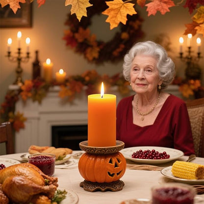 6 Packs 2.75x4 Inch Orange Pillar Candles, Unscented Dripless Cylinder Wax Fall Colored Candles for Thanksgiving Day Home Table Holiday Party Spa Decor Emergency Power Outage