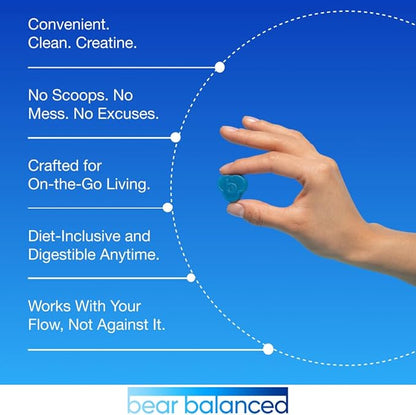 Creatine Gummies for Men & Women - Creapure® Creatine Monohydrate, L-Theanine, L-Tyrosine & B12 for Muscle Growth, Strength, Focus, Energy & Health - Low Calorie, Sugar-Free, & Vegan