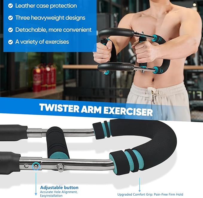 Twister Arm Trainer - Adjustable 60-110lb Resistance with High-Tensile Steel Spring, Portable Arm & Chest Workout Equipment for Forearm, Triceps Strength Training, Home Workout Equipmen for Men&Women