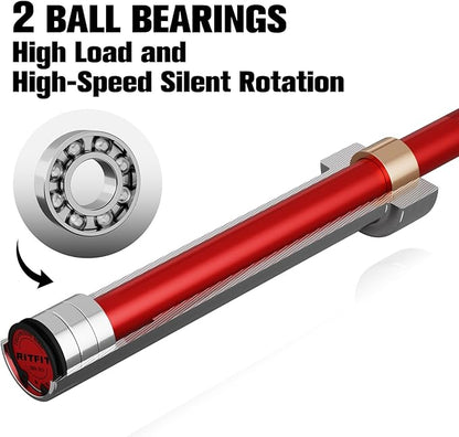 RITFIT Olympic Barbell 4ft/4.8ft/6ft - 2 Inch Weight Bar for Strength Training, Weightlifting, Squat, Deadlift, Bench Press, Curl, Overhead Press - 350lbs/500lbs Capacity