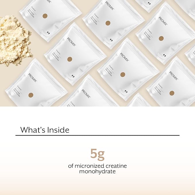 ProMix Nutrition Creatine Monohydrate Travel Packs, 5g of micronized Clean Creatine for Men and Women, Supports Muscle Growth & Recovery, Vegan - 30 Servings