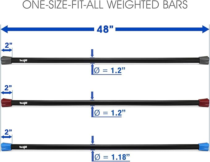 Yes4All Total Body Workout Weighted Bar, Resistance Band Bar, Racks for Strength Training, Exercise Bar for Yoga in Home and Gym - Single/Combo