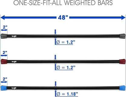 Yes4All Total Body Workout Weighted Bar, Resistance Band Bar, Racks for Strength Training, Exercise Bar for Yoga in Home and Gym - Single/Combo