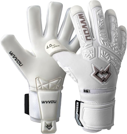 WVVOU Soccer Goalie Gloves for Adults and Youth, High Performance Goalkeeper Gloves with 5 Detachable Finger Saves, Soccer Gloves with 4mm Sticky Latex Palm