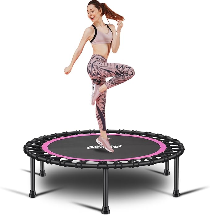Newan 40"-48" Silent Mini Trampoline Fitness Trampoline Bungee Rebounder Jumping Cardio Trainer Workout for Adults-Max Limit 330lbs