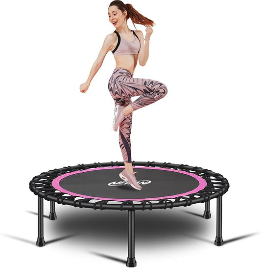 Newan 40"-48" Silent Mini Trampoline Fitness Trampoline Bungee Rebounder Jumping Cardio Trainer Workout for Adults-Max Limit 330lbs