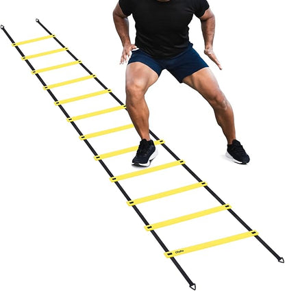 Ohuhu Agility Ladder Speed Training Set 12 Rung 20ft Exercise Ladders with Ground Stakes for Soccer Football Boxing Footwork Sports Fitness Training Ladder with Carry Bag