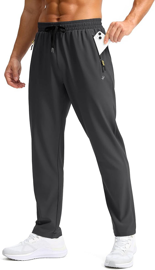 Pudolla Men's Lightweight Hiking Pants Quick-Dry Outdoor Sweatpants with Zipper Pockets for Casual