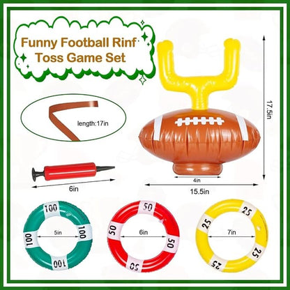 2 Set Inflatable Football Post Ring Toss, Goal Post Ring Game, Football Goal Post for Kids, Family, Birthday Games Indoor and Outdoor Party Supplies (2 Toss Post Hats 6 Rings 1 Pump)