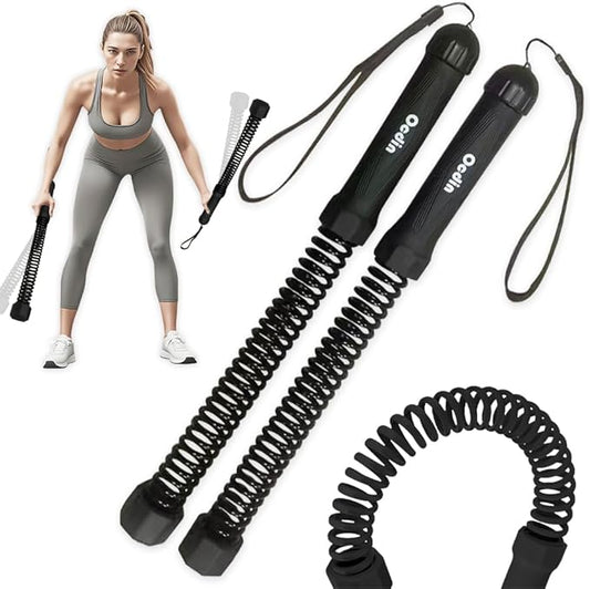 Ocdin Portable Ropeless Battle Ropes for Home Gym, 2 Sticks Cordless Training Rope for Low-Impact Cardio Training