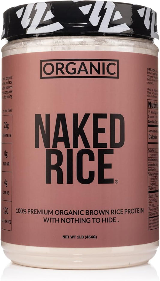 Naked Rice 1Lb - Organic Brown Rice Protein Powder - Vegan Protein Powder, GMO Free, Gluten Free & Soy Free. Plant-Based Protein, No Artificial Ingredients - 15 Servings