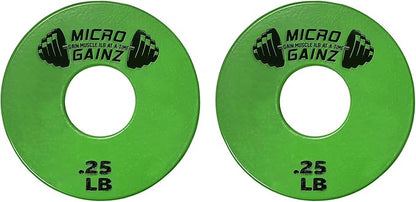 Micro Gainz Standard 1-Inch Center Hole Fractional 2 Pcs Color Weight Plates, Choose (.25LB-1LB) Designed for Standard 1-Inch Dumbbell & Barbell for Strength Training, Made in USA